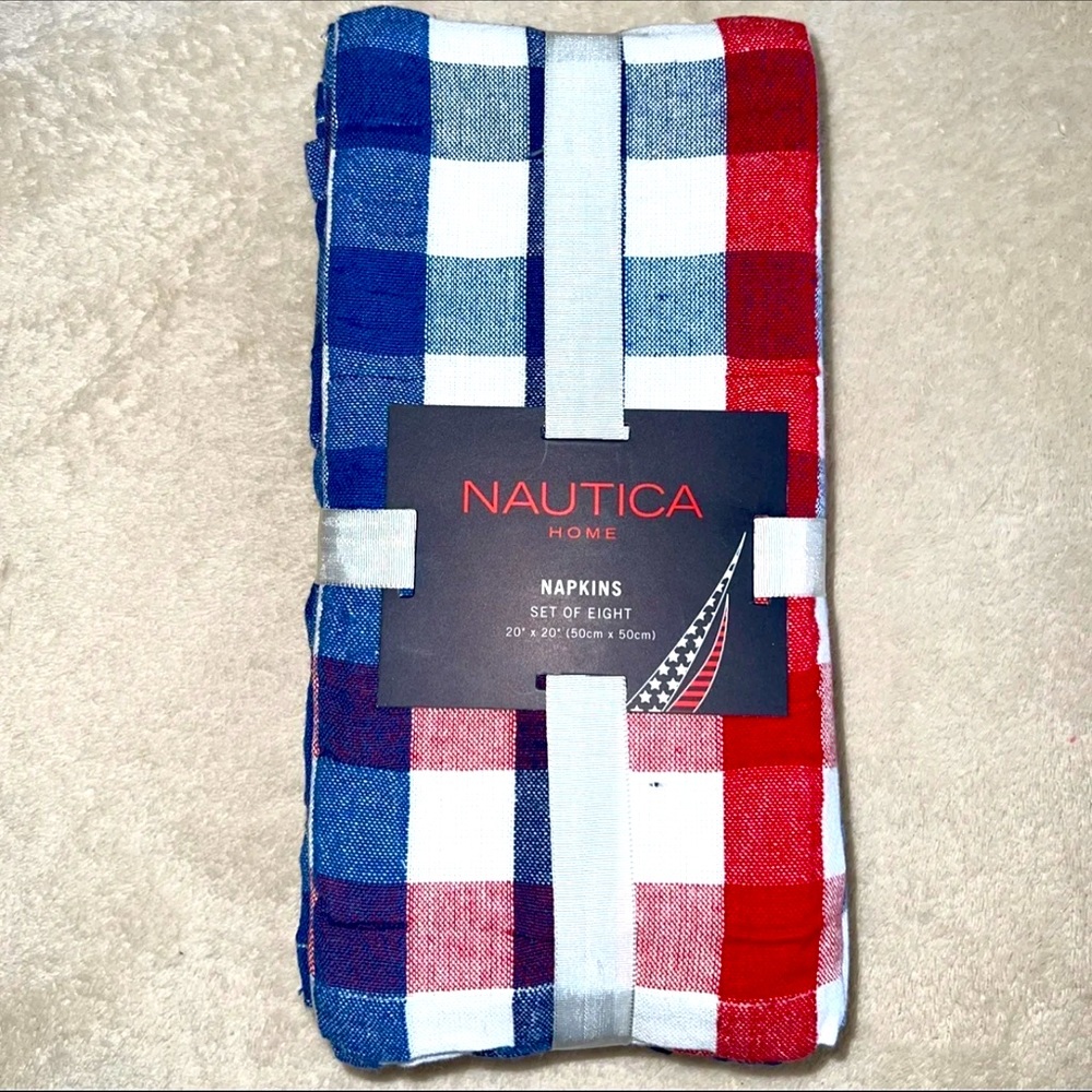 Nautica Cloth napkins set of 8 red blue white 4th of July Patriotic